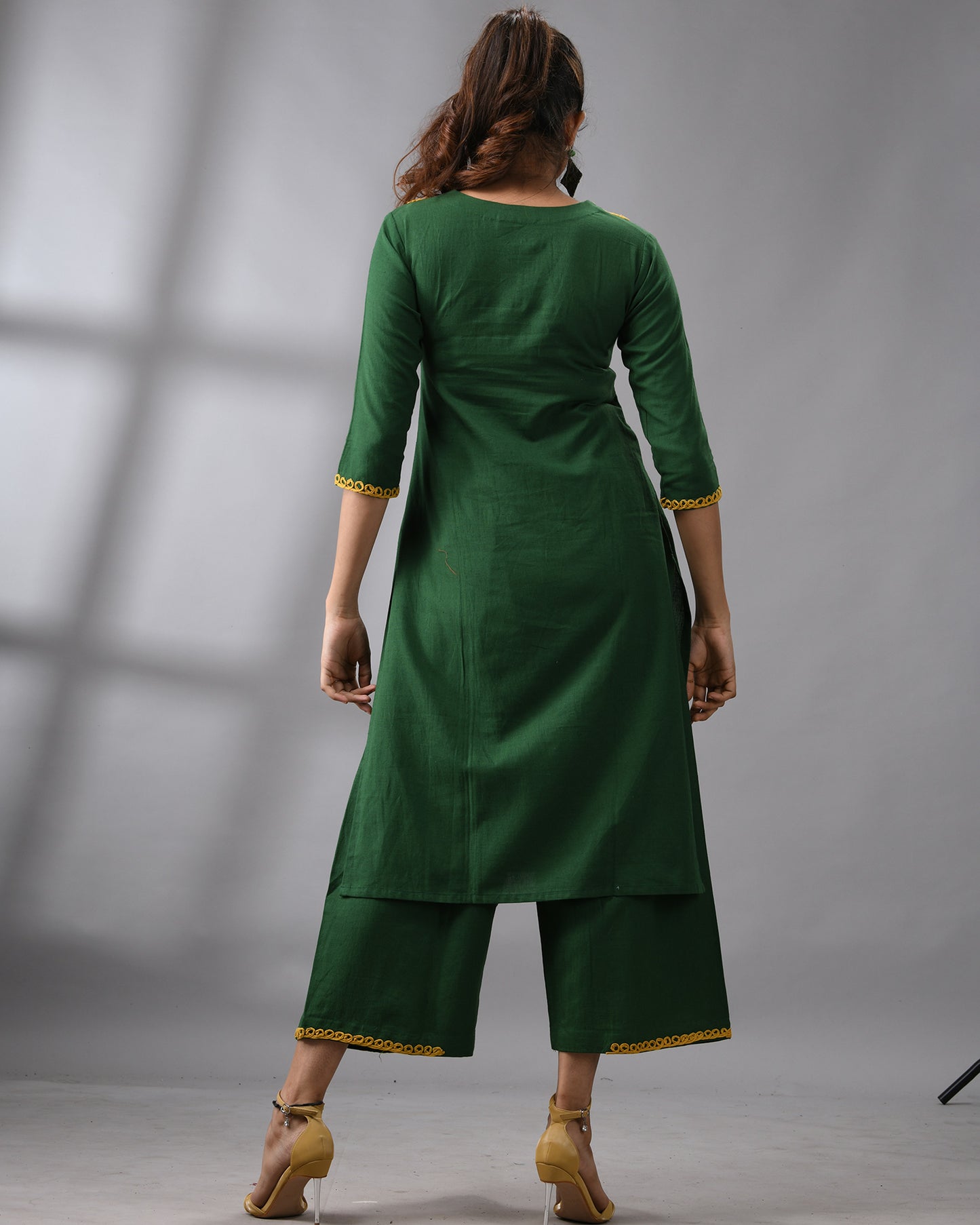 Ghurni - Co-Ord Embroidery Three-quarter Sleeve Round Neck Co-Ord Set 100% Cotton for Women