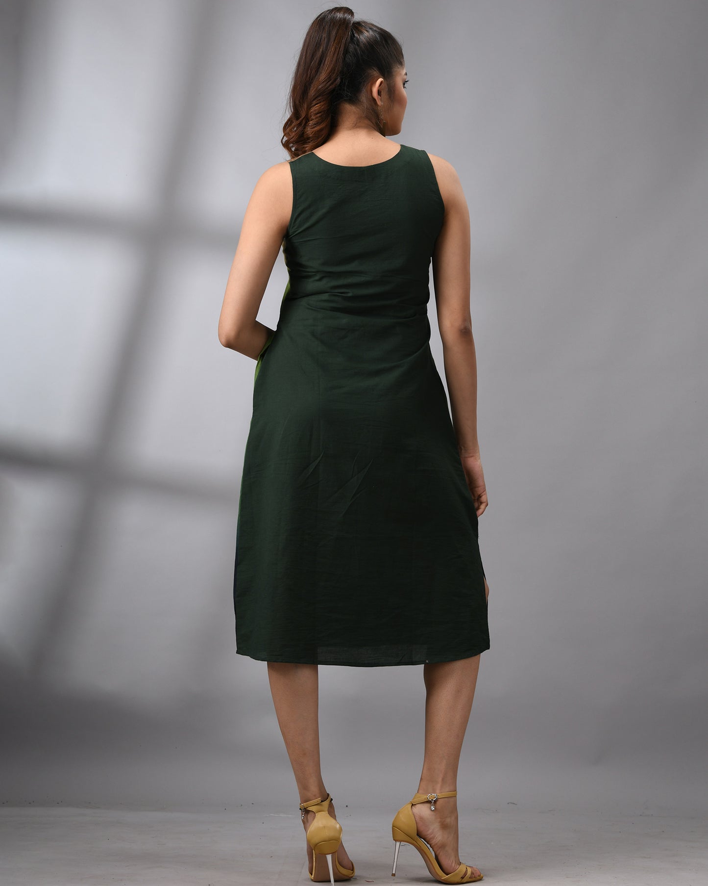 Ombre Kashmiri - Hand Embroidery Sleeveless Round Neck Dress Regular fit 100% Cotton for Women