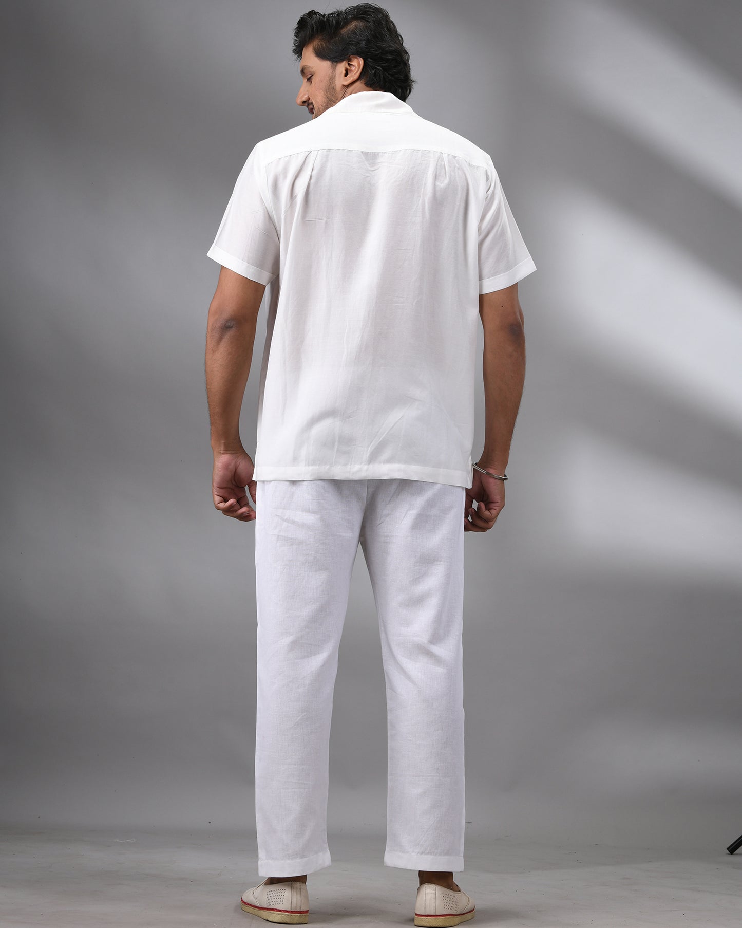 Shwetaambari - Half Sleeve Cuban Collar Shirt Cotton and Silk Blend for Men (Unisex)