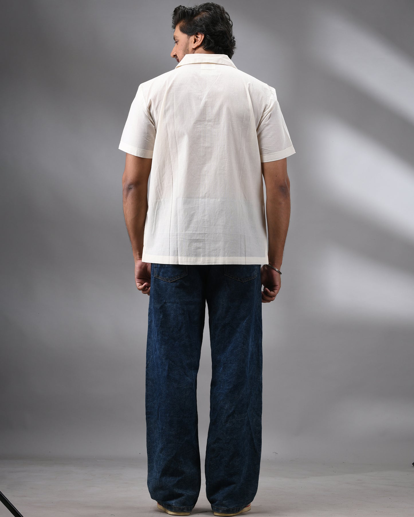 Charminar - Thread Embroidery Half Sleeve Cuban Collar Shirt 100% Cotton for Men (Unisex)