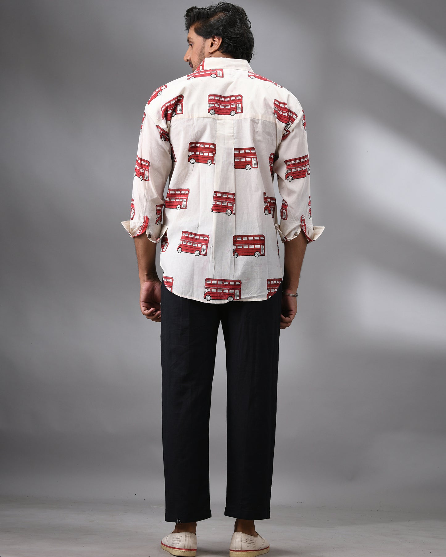 Double Decker - Hand Block Print Full Sleeve Regular Collar Shirt 100% Cotton for Men (Unisex)