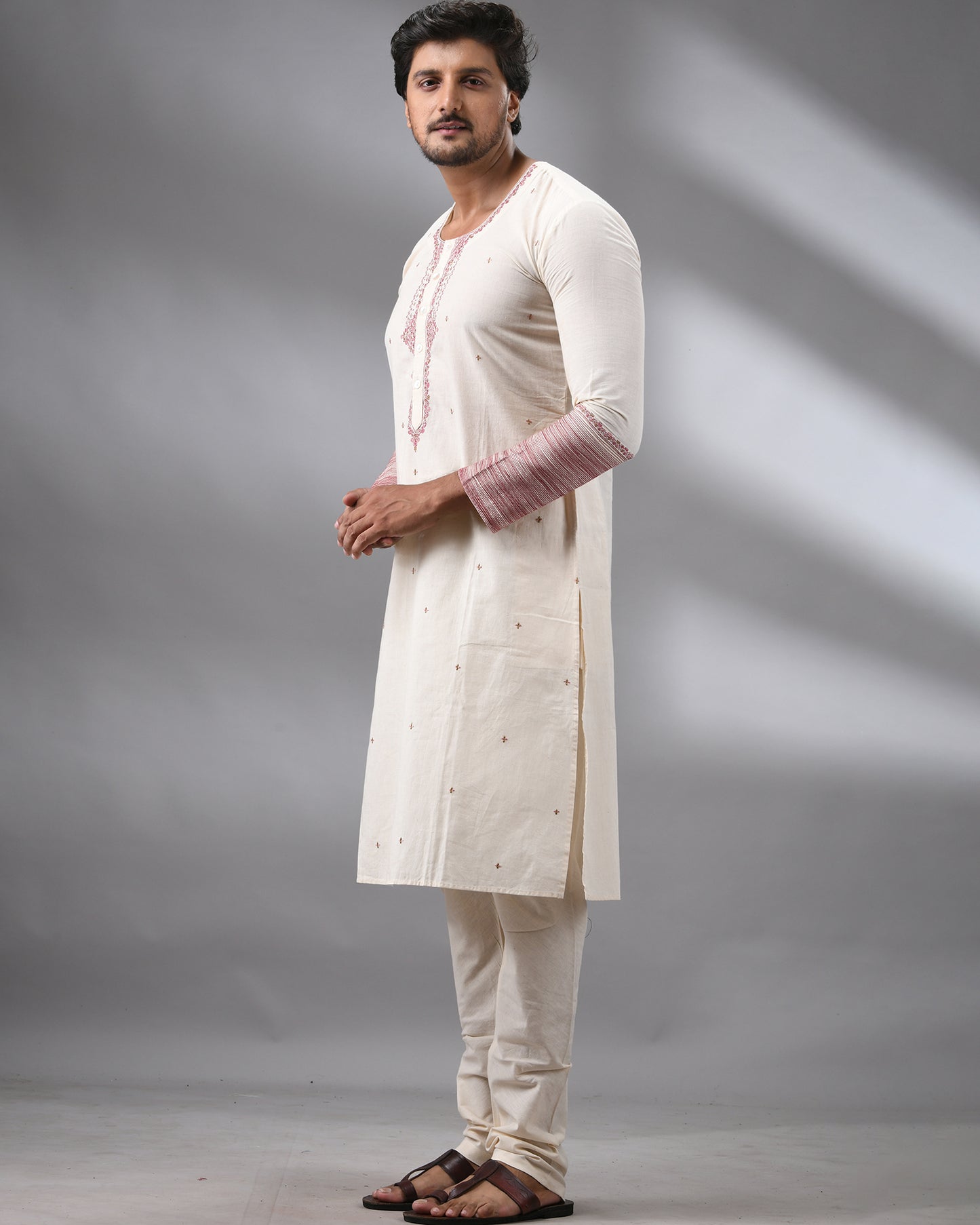 Swabeki - Co-Ord Full Sleeve Round Neck Kurta with Full Pant 100% Cotton for Men
