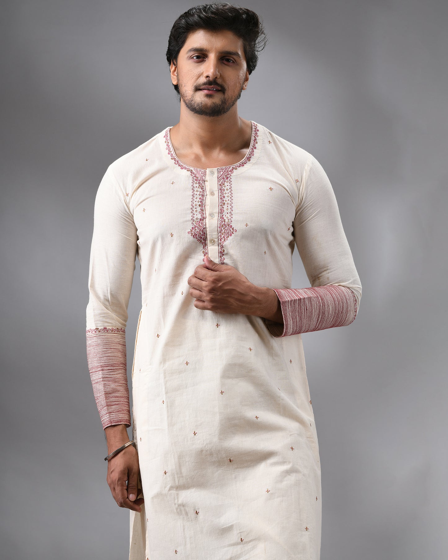 Swabeki - Co-Ord Full Sleeve Round Neck Kurta with Full Pant 100% Cotton for Men
