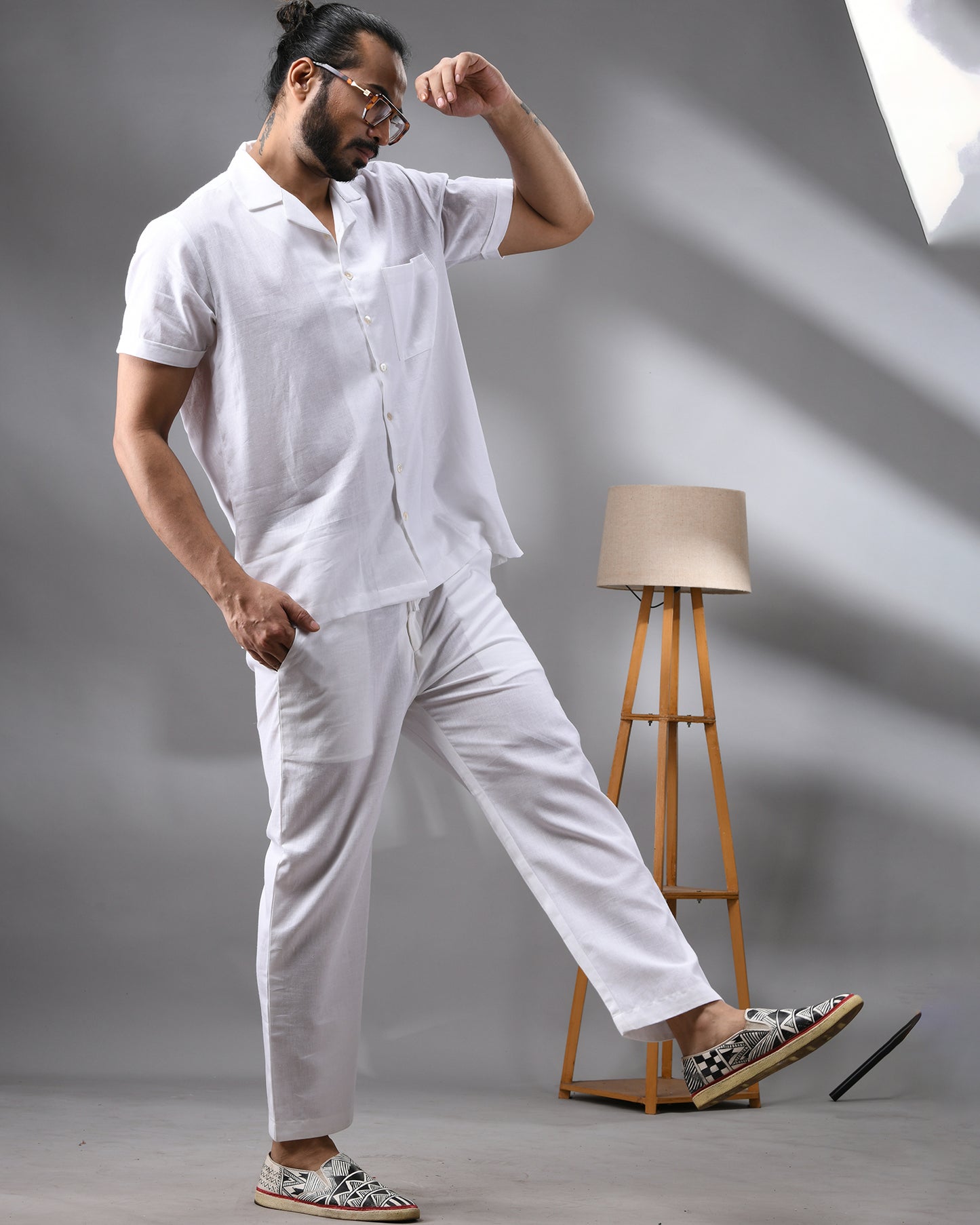 Shada - Co-Ord Set Half Sleeve Cuban Collar Shirt with Full Pant 100% Cotton for Men (Unisex)