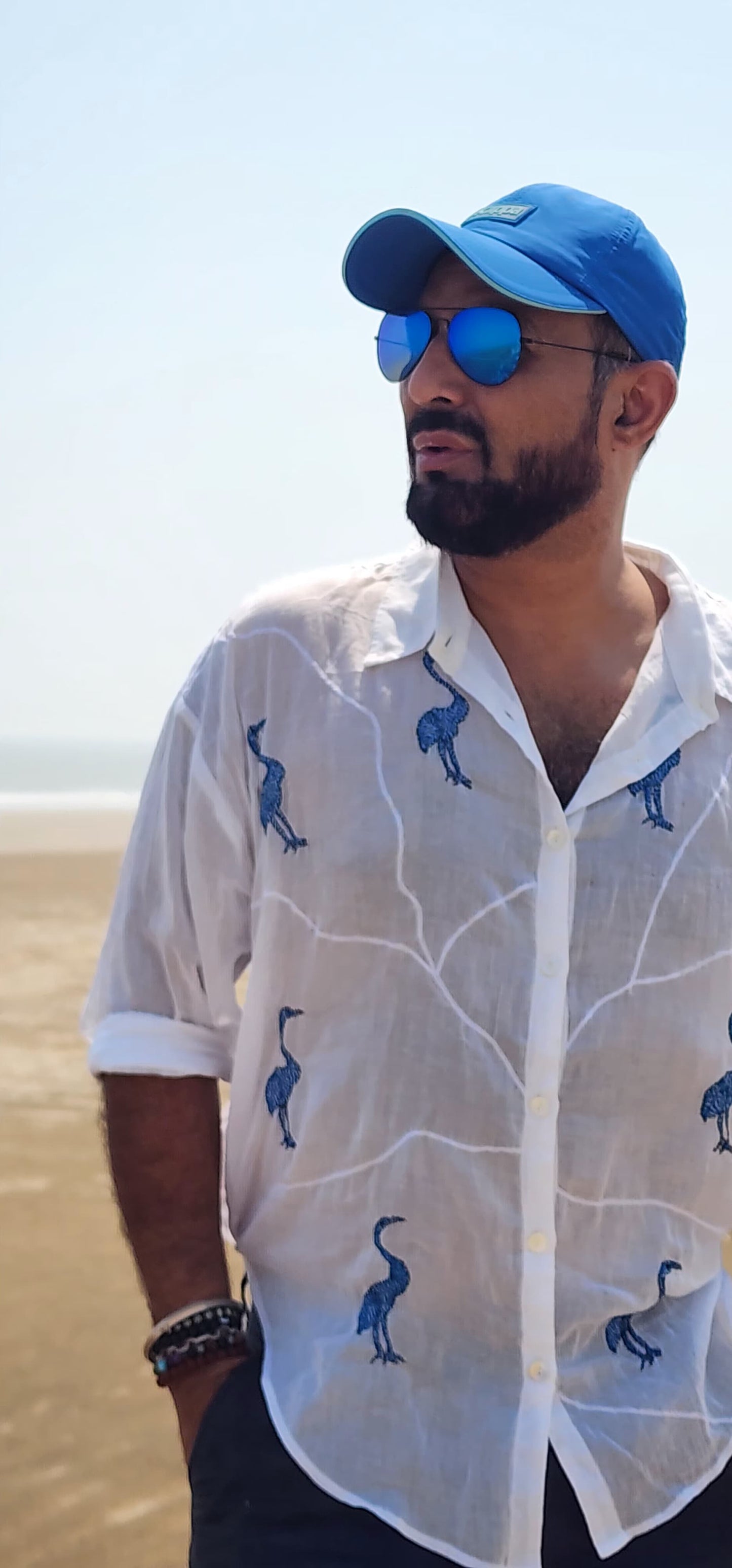 Flemmingo Shirt - Kantha hand embroidered Mul Cotton shirt which is extremely comfortable and stylish with unique style