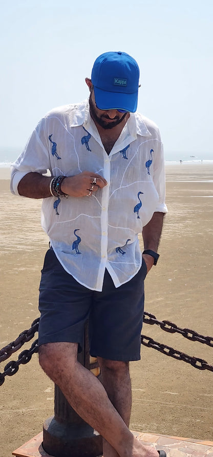 Flemmingo Shirt - Kantha hand embroidered Mul Cotton shirt which is extremely comfortable and stylish with unique style