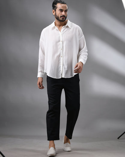 White Skin - Full Sleeve Regular Collar Shirt Cotton and Silk Blend for Men (Unisex)
