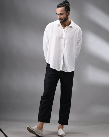 White Skin - Full Sleeve Regular Collar Shirt Cotton and Silk Blend for Men (Unisex)