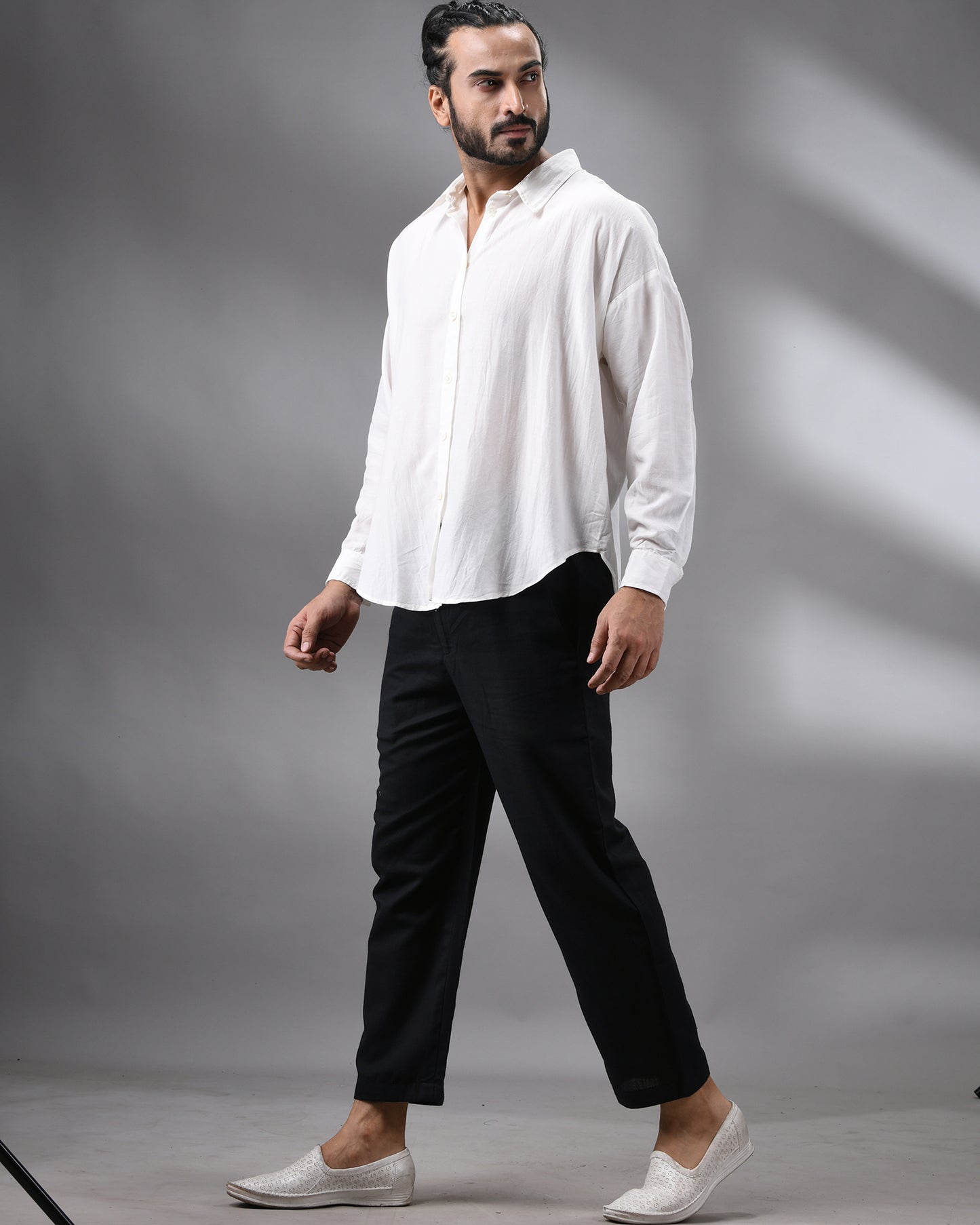 White Skin - Full Sleeve Regular Collar Shirt Cotton and Silk Blend for Men (Unisex)