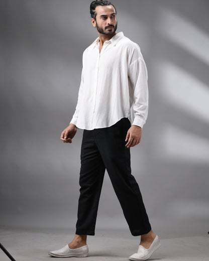 White Skin - Full Sleeve Regular Collar Shirt Cotton and Silk Blend for Men (Unisex)