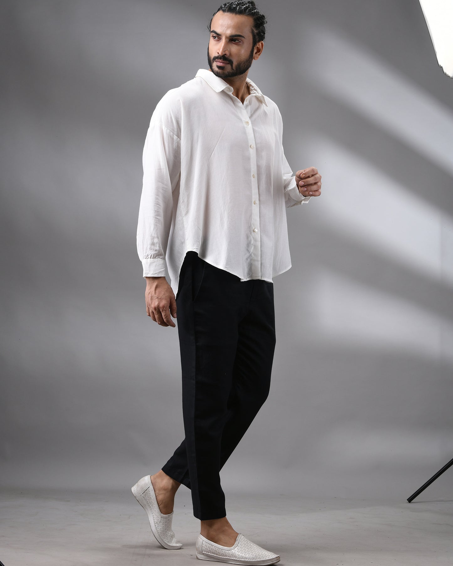 White Skin - Full Sleeve Regular Collar Shirt Cotton and Silk Blend for Men (Unisex)