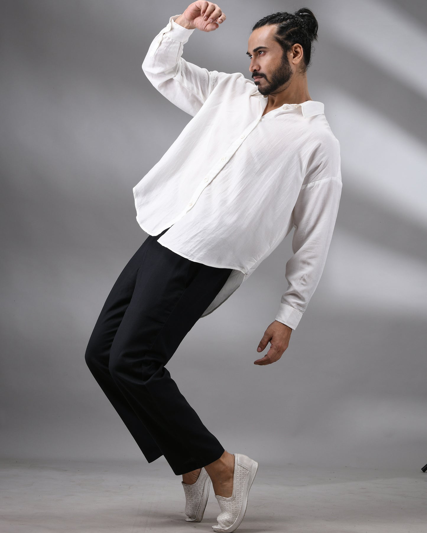 White Skin - Full Sleeve Regular Collar Shirt Cotton and Silk Blend for Men (Unisex)