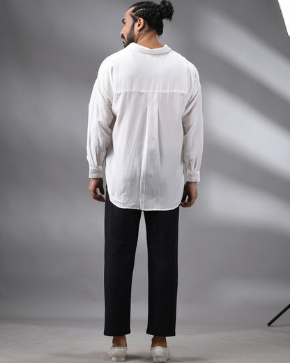 White Skin - Full Sleeve Regular Collar Shirt Cotton and Silk Blend for Men (Unisex)
