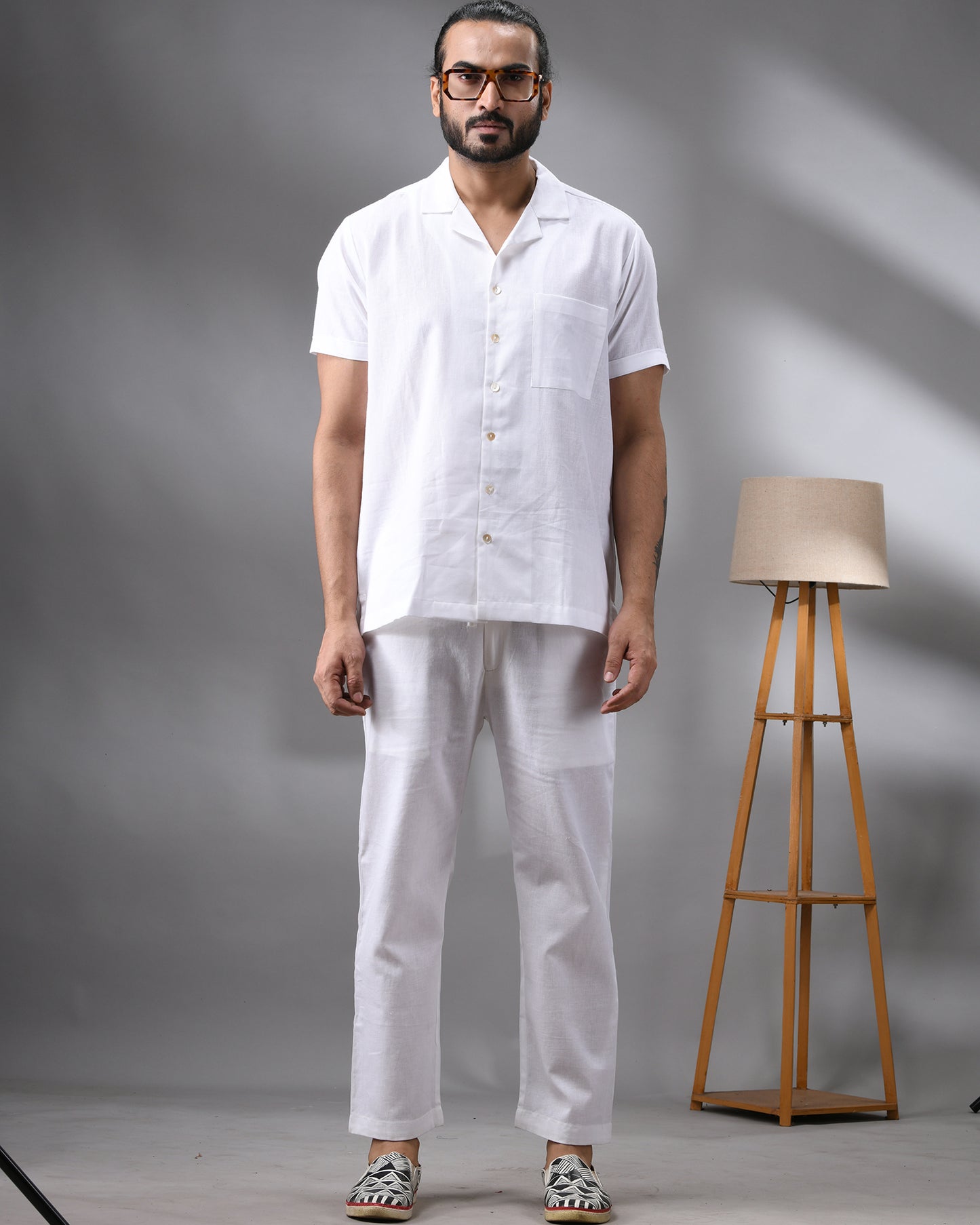 Shada - Co-Ord Set Half Sleeve Cuban Collar Shirt with Full Pant 100% Cotton for Men (Unisex)