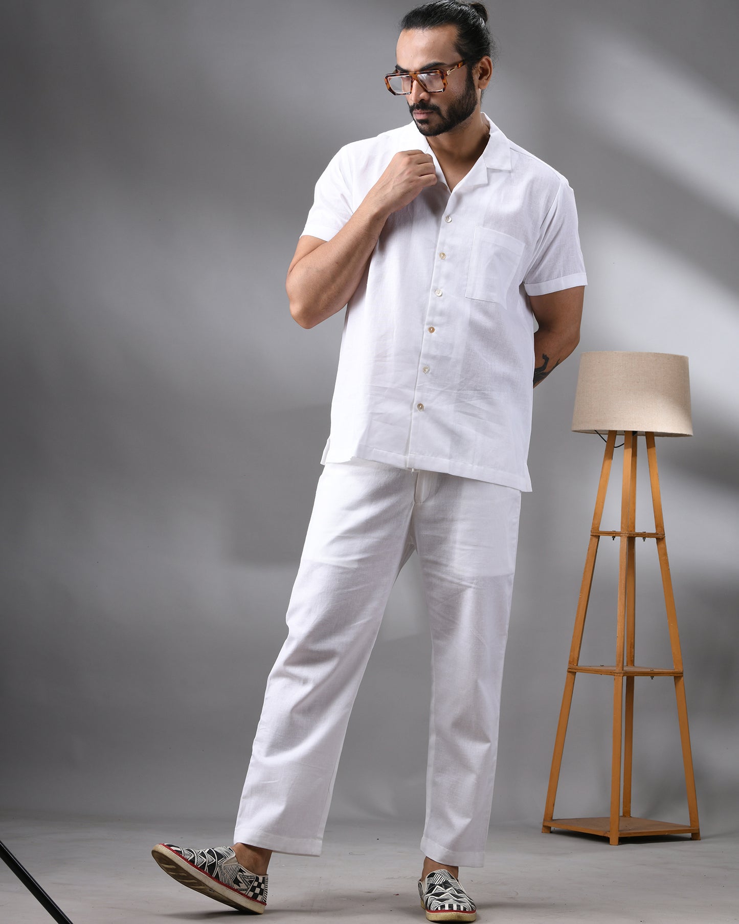 Shada - Co-Ord Set Half Sleeve Cuban Collar Shirt with Full Pant 100% Cotton for Men (Unisex)