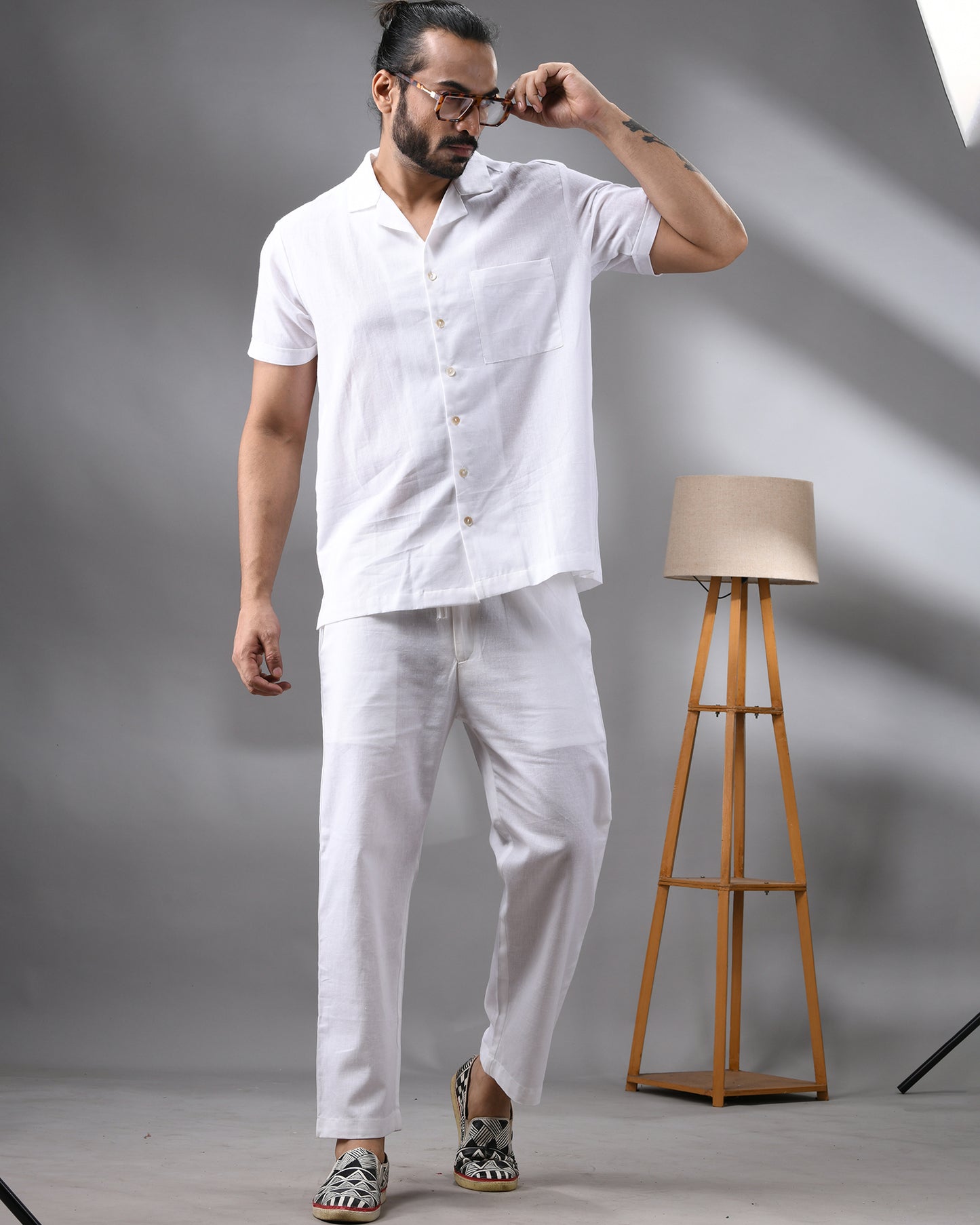 Shada - Co-Ord Set Half Sleeve Cuban Collar Shirt with Full Pant 100% Cotton for Men (Unisex)