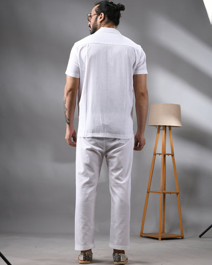 Shada - Co-Ord Set Half Sleeve Cuban Collar Shirt with Full Pant 100% Cotton for Men (Unisex)