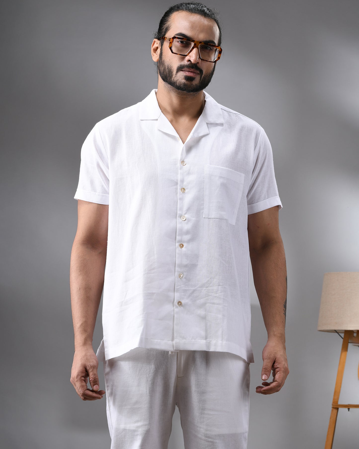 Shada - Co-Ord Set Half Sleeve Cuban Collar Shirt with Full Pant 100% Cotton for Men (Unisex)